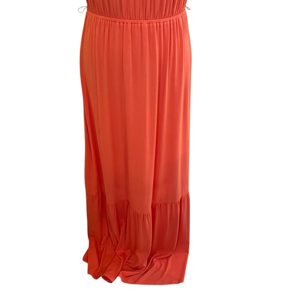 Daniel Rainn Orange Jersey Knit Halter Maxi Dress with Macrame Neckline S - Picture 5 of 14